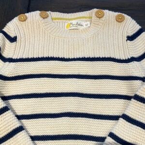 Mini Boden girls Striped Sweater - Cream and Navy